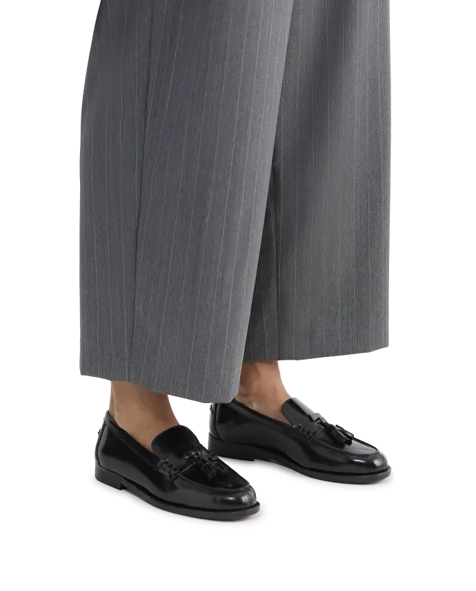 lottusse Mocassins à glands Chris en cuir de Veau Noir