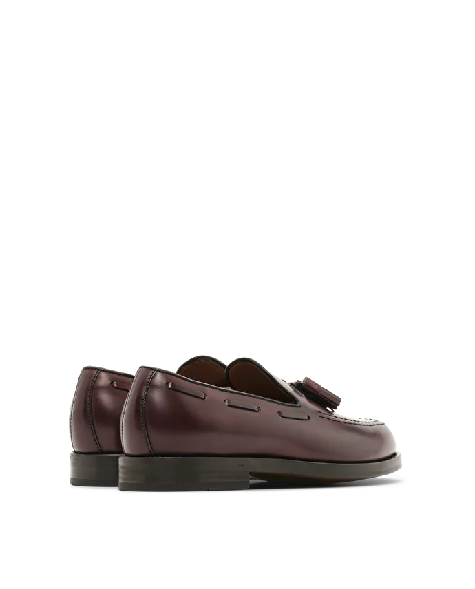 Lottusse Mocassins à Glands Class En Cuir De Veau Lustré Bordeaux