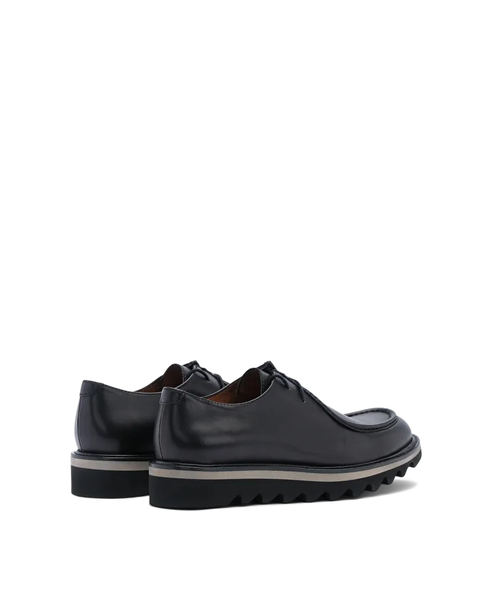 Lottusse Mocassins Derby En Veau Noir à Talon Compensé