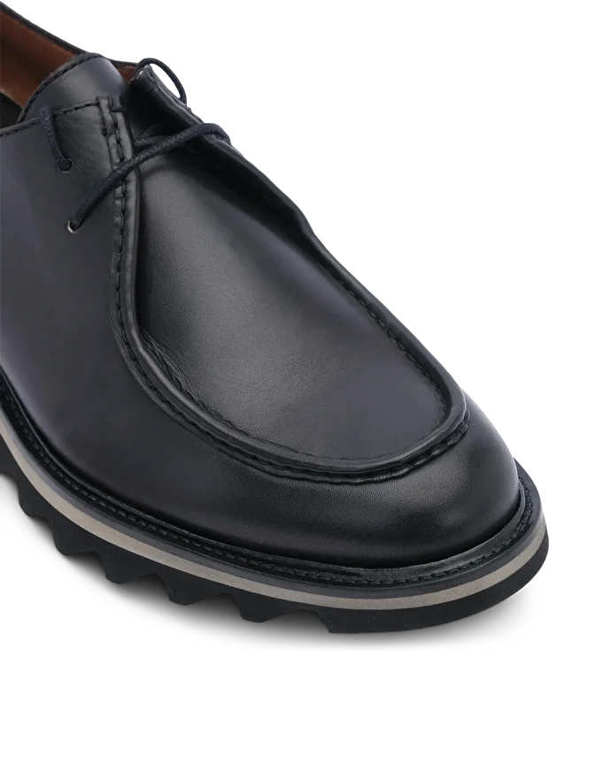 Lottusse Mocassins Derby En Veau Noir à Talon Compensé