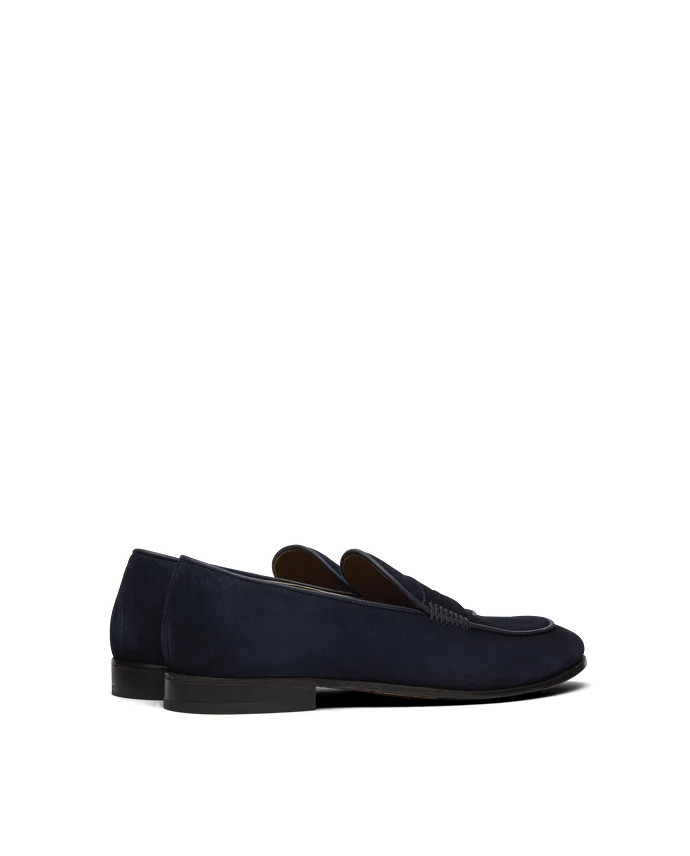 Lottusse Mocassins En Cuir De Veau Brossé Bleu Marine