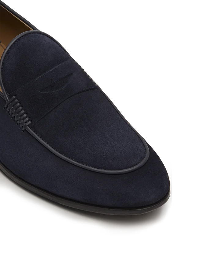 Lottusse Mocassins En Cuir De Veau Brossé Bleu Marine