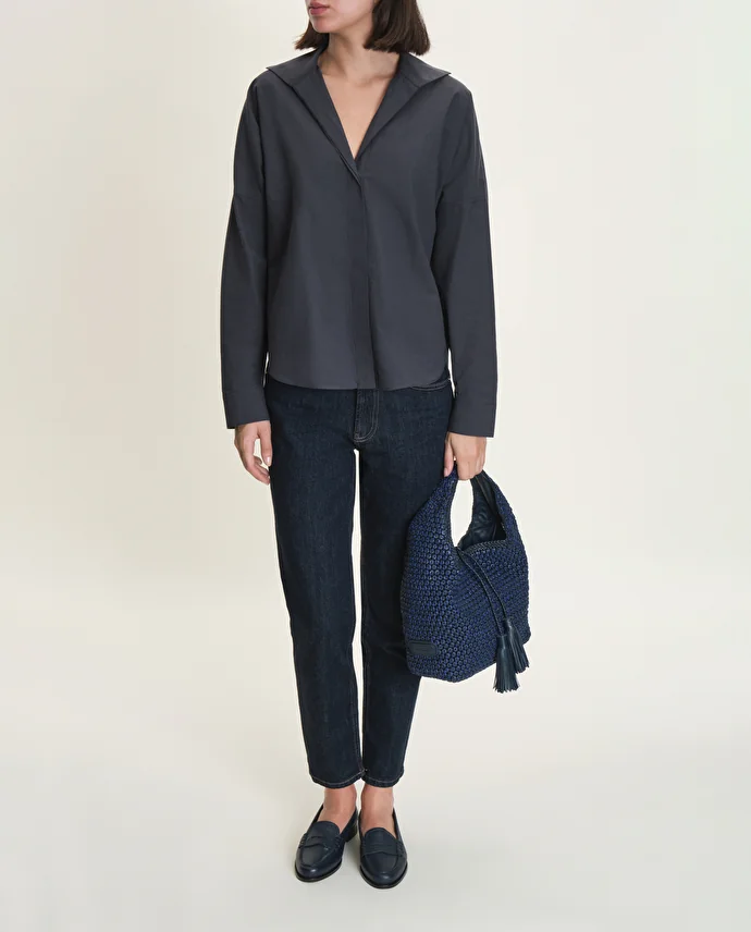 Lottusse Mocassins En Cuir De Veau Estampé Façon Saffiano Bleu Marine