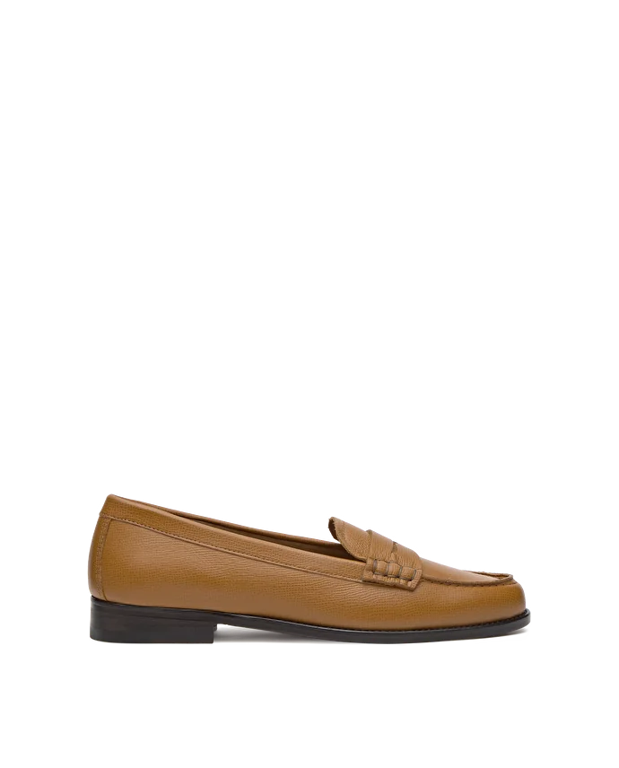 Lottusse Mocassins En Cuir De Veau Motif Saffiano Brun