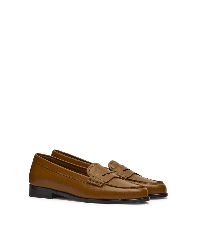 Lottusse Mocassins En Cuir De Veau Motif Saffiano Brun