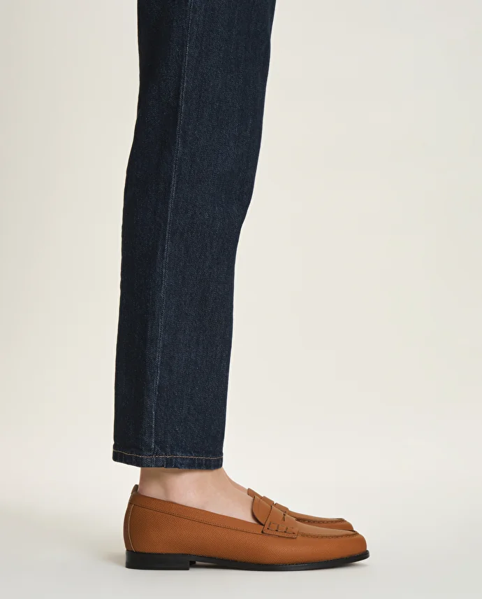 lottusse Mocassins En Cuir De Veau Motif Saffiano Brun