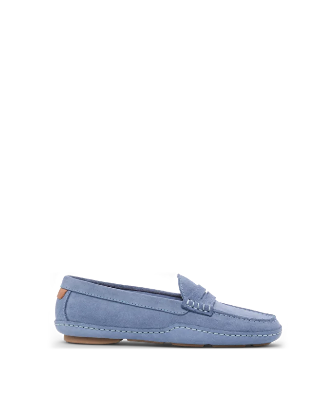 Lottusse Mocassins Sporting Cuir De Veau Bleu Clair