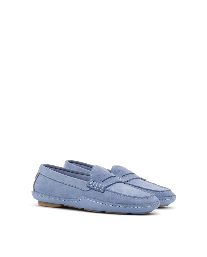 Lottusse Mocassins Sporting Cuir De Veau Bleu Clair