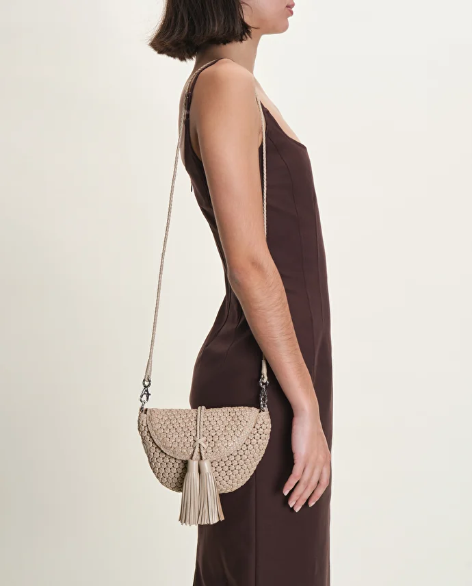 lottusse Noodbag Sac à Bandoulière en Agneau Blanc Cassé