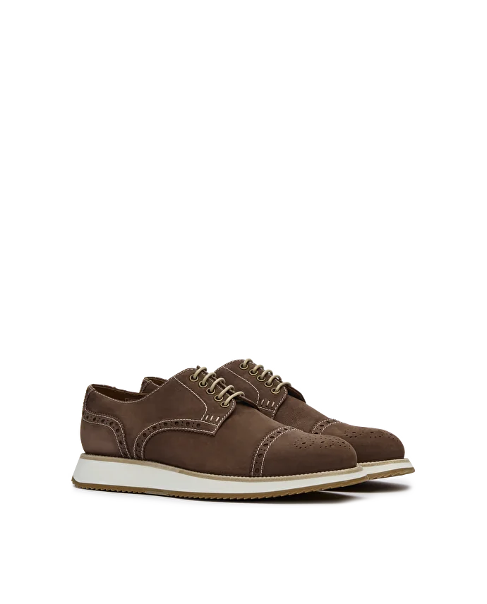 Lottusse Oxford Sneakers En Veau Suédé Nubuck Marron