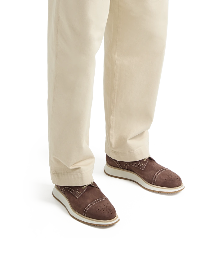 lottusse Oxford Sneakers en Veau suédé Nubuck Marron