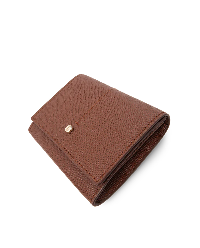 Lottusse Portefeuille En Cuir De Vache Avec Boutons Marron