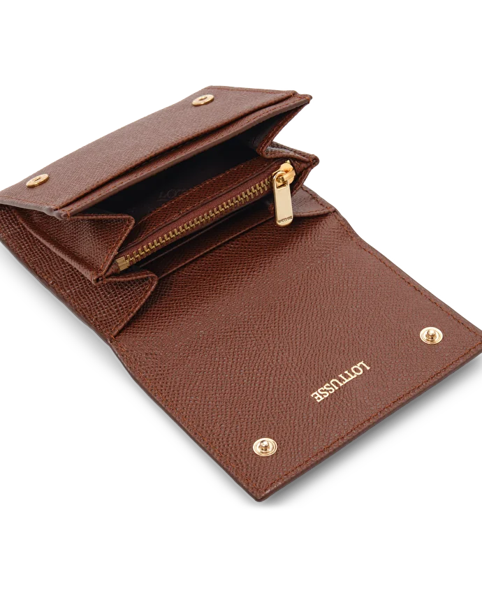Lottusse Portefeuille En Cuir De Vache Avec Boutons Marron