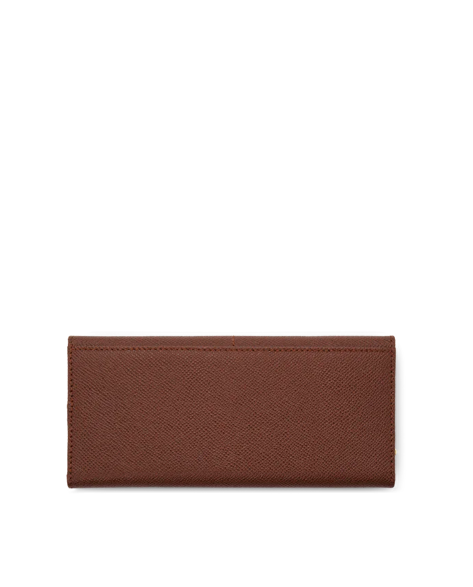 Lottusse Portefeuille En Cuir De Vache Marron Avec Boutons