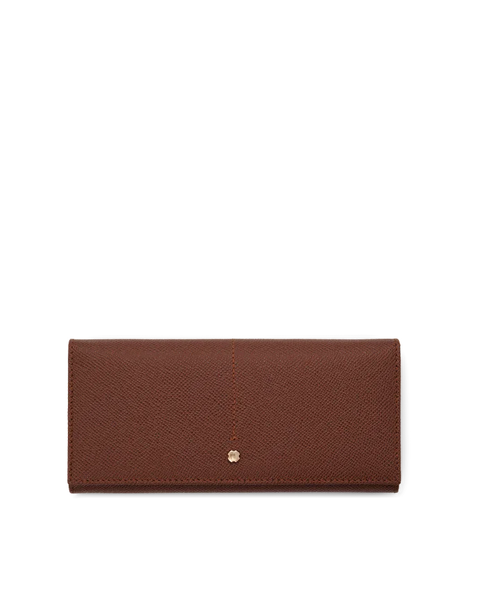 lottusse Portefeuille en cuir de vache marron avec boutons