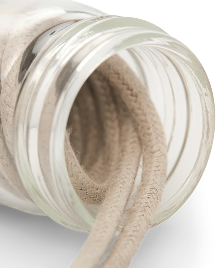 Lottusse Pot En Verre Avec Cordon Ciré Beige De 80 Cm