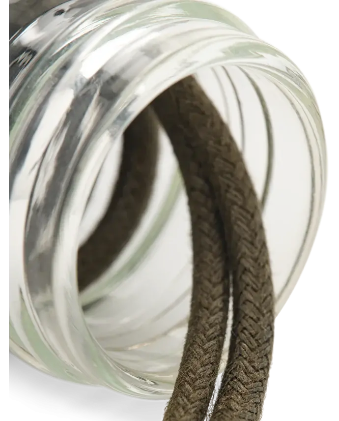 Lottusse Pot En Verre Avec Cordon Ciré Kaki De 80 Cm