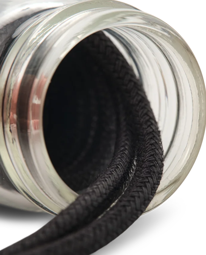 Lottusse Pot En Verre Avec Cordon Ciré Noir De 80 Cm