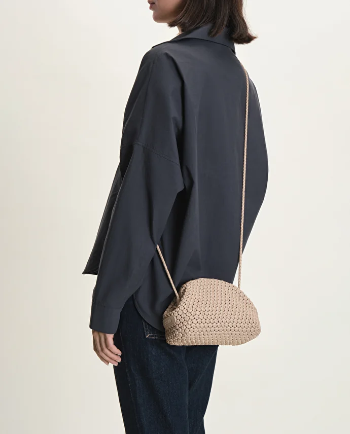 Lottusse Sac à Main Noodbag Cuir D'Agneau Blanc Cassé