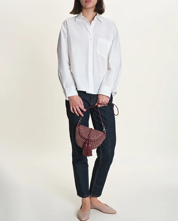 Lottusse Sac Bandoulière Noodbag Cuir D'Agneau Bourgogne