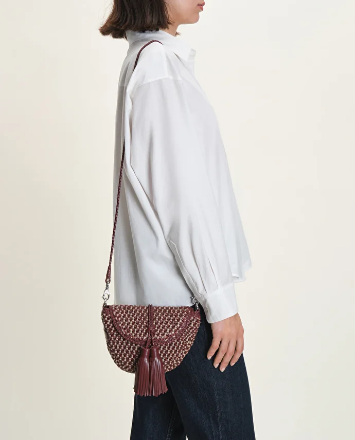 lottusse Sac Bandoulière Noodbag Cuir d'Agneau Bourgogne