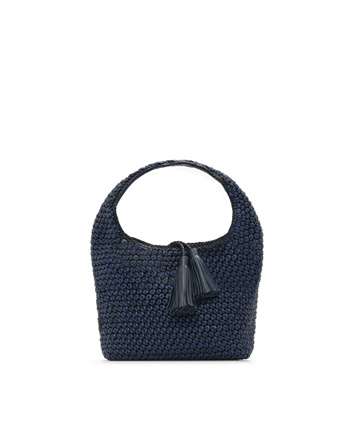 Lottusse Sac Hobo Noodbag Cuir D'Agneau Bleu Marine