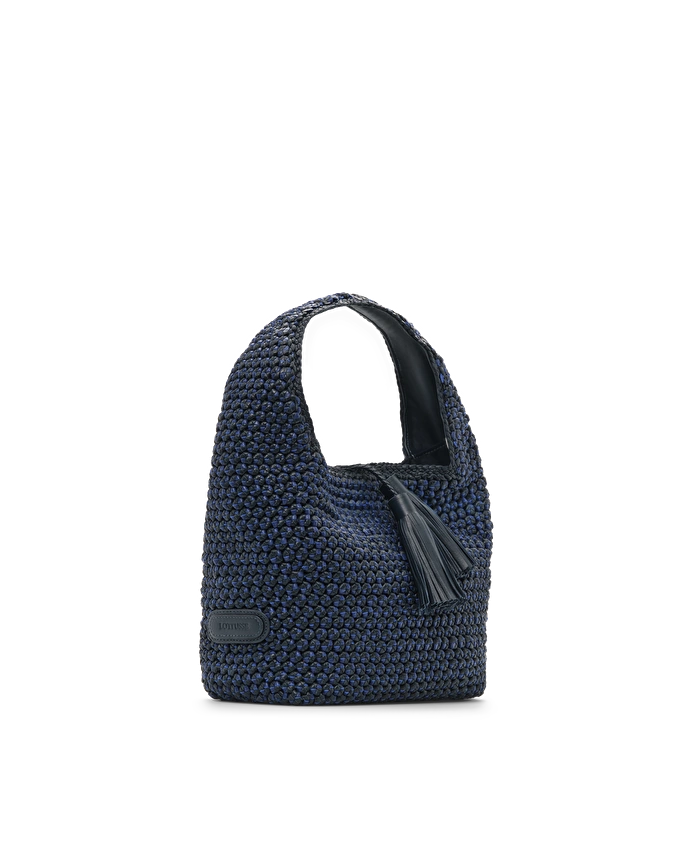 Lottusse Sac Hobo Noodbag Cuir D'Agneau Bleu Marine