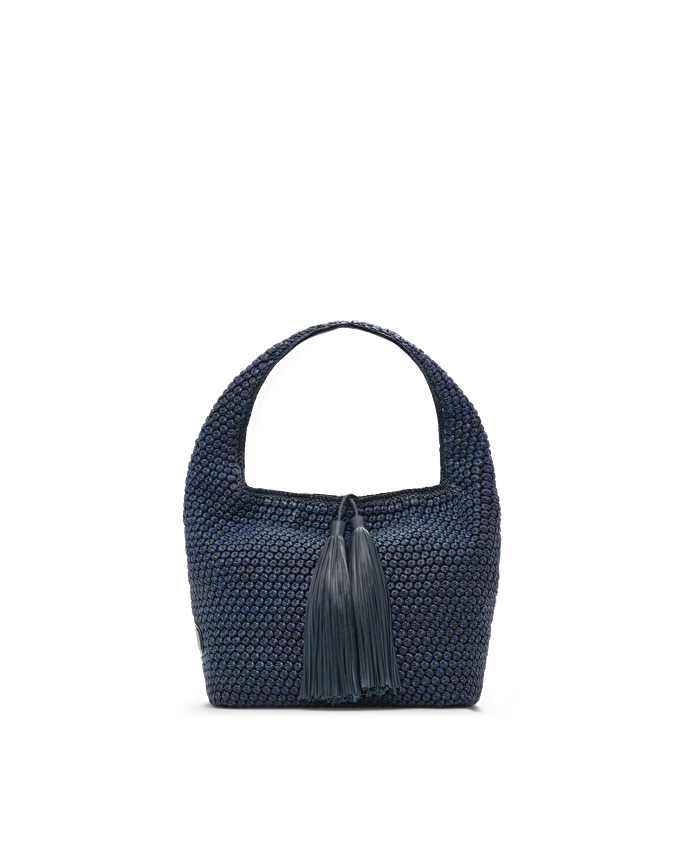 Lottusse Sac Hobo Noodbag Cuir D'Agneau Bleu Marine
