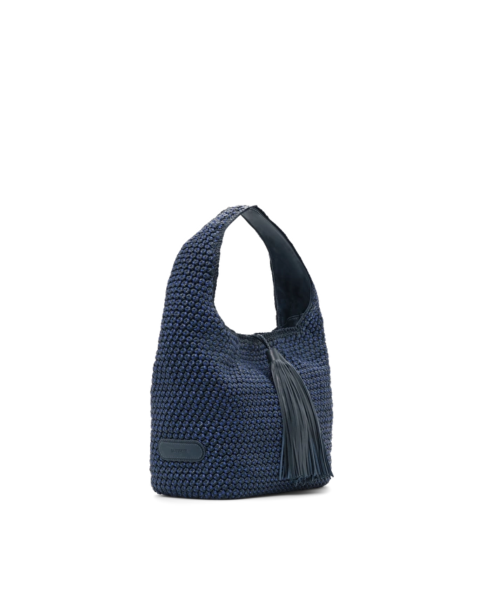 Lottusse Sac Hobo Noodbag Cuir D'Agneau Bleu Marine