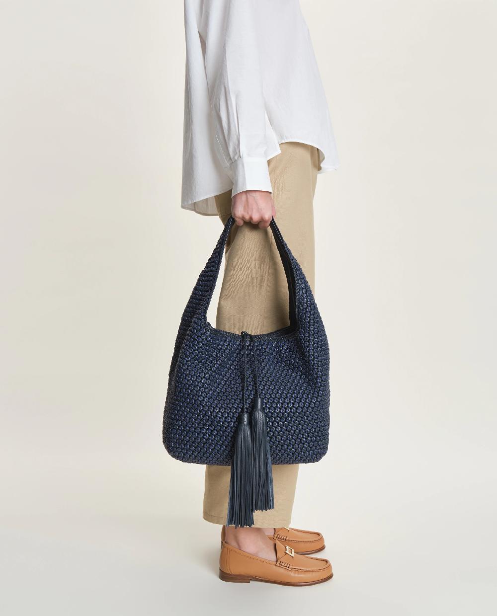lottusse Sac Hobo Noodbag Cuir d'Agneau Bleu marine