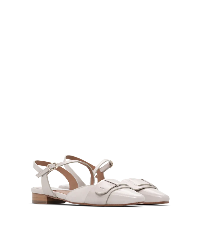 Lottusse Slingbacks Smithson Cuir De Veau Blanc Cassé