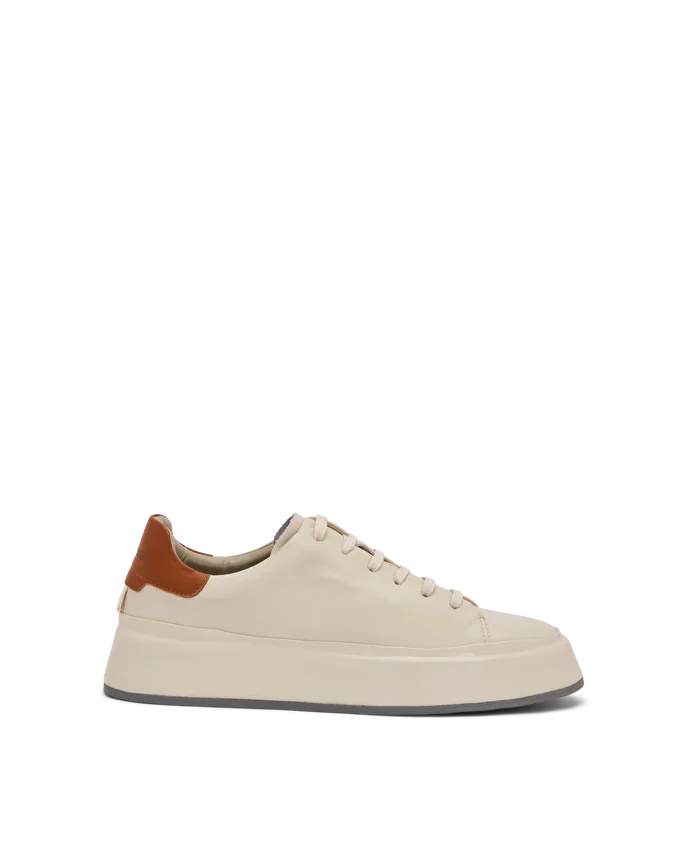 Lottusse Sneakers à Lacets Puket En Cuir D'Agneau Blanc Cassé