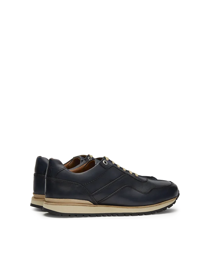 Lottusse Sneakers à Lacets Tokyo En Cuir De Veau Bleu Marine