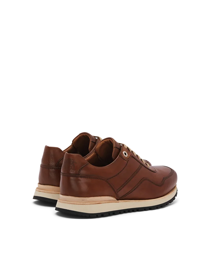 Lottusse Sneakers à Lacets Tokyo En Cuir De Veau Marron