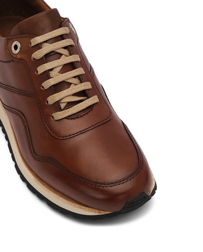 Lottusse Sneakers à Lacets Tokyo En Cuir De Veau Marron