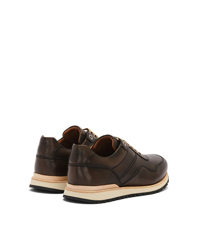 Lottusse Sneakers à Lacets Tokyo En Cuir De Veau Moka