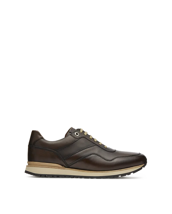 lottusse Sneakers à lacets Tokyo en cuir de Veau Moka