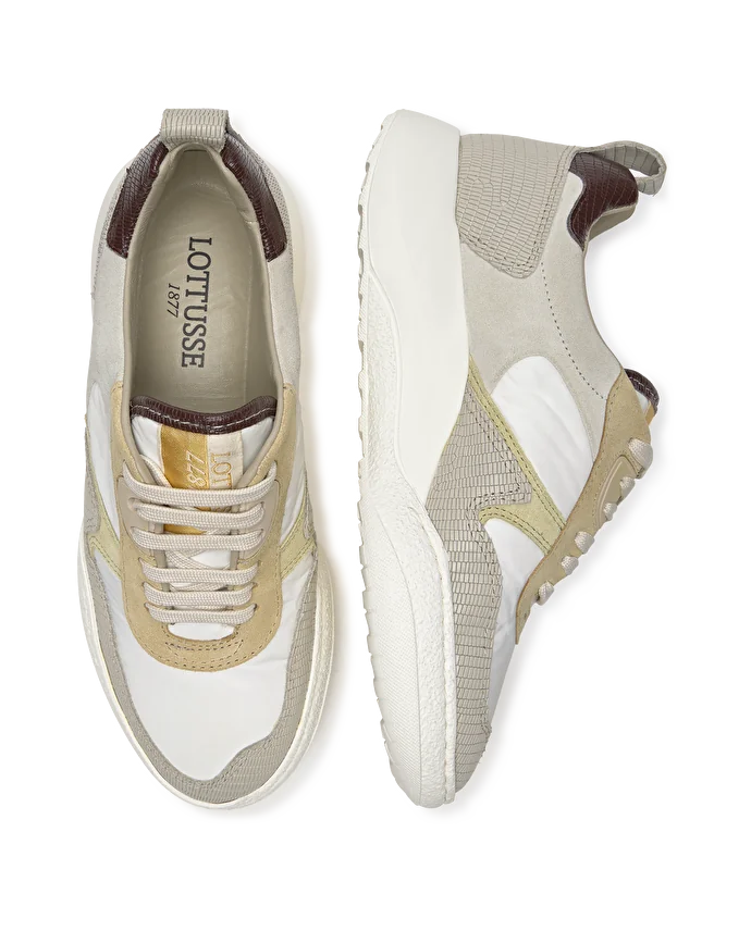 Lottusse Sneakers à Lacets Trotter Multicolore En Cuir De Vachette Imprimé