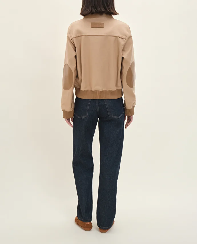 Lottusse Veste Bomber Dakar Cuir D'Agneau Et Coton Marron