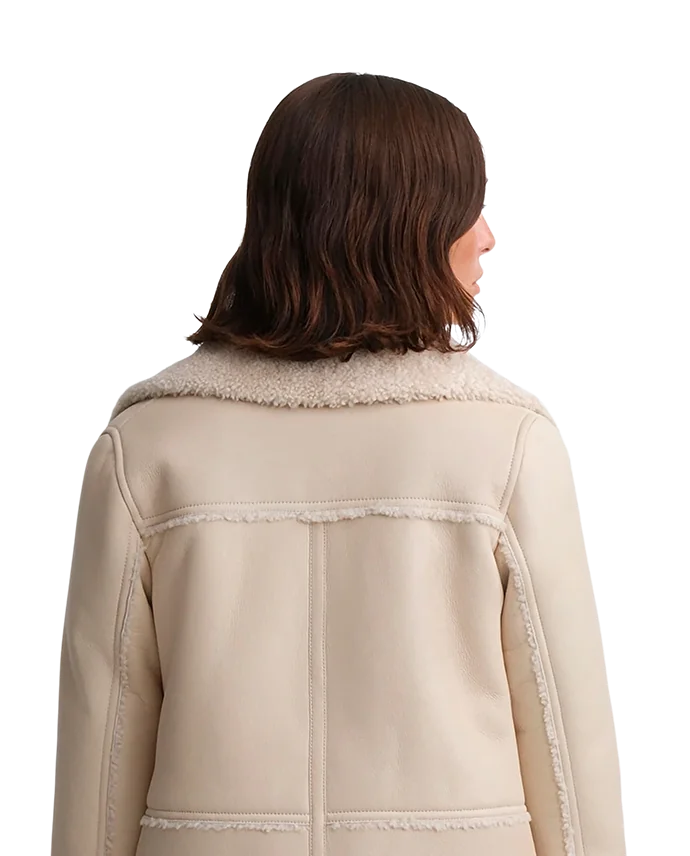 Lottusse Veste De Motard En Peau De Mouton Blanc Cassé