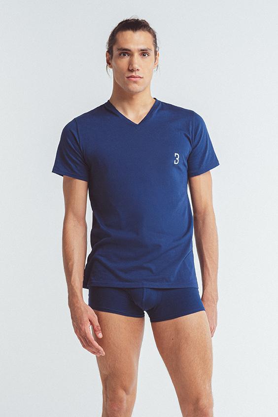 louisa bracq Navy Basic Range - T-shirt col V