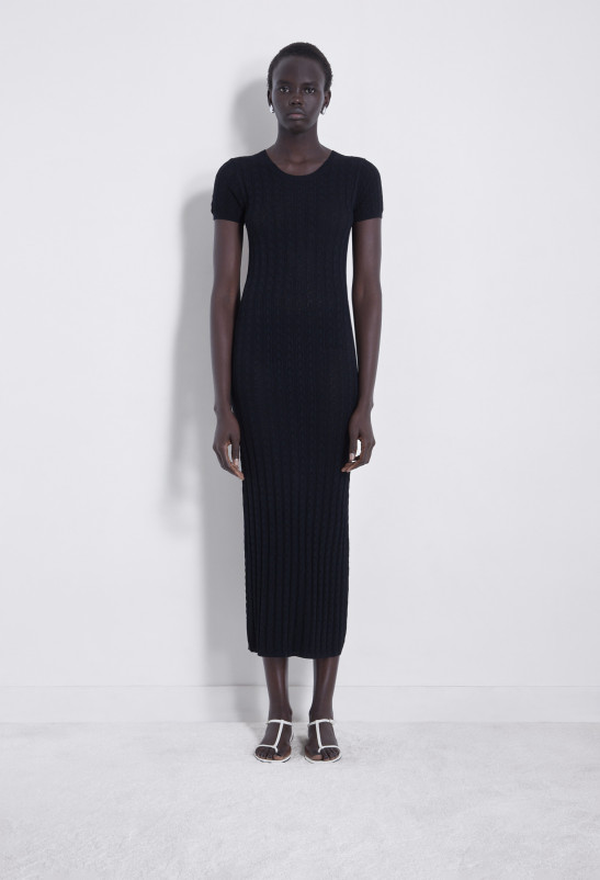 loulou studio ARUBA Robe seconde peau en tricot dentelle