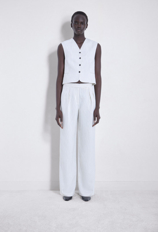 Loulou Studio AYLA Pantalon De Tailoring En Viscose Et Lin Rayés