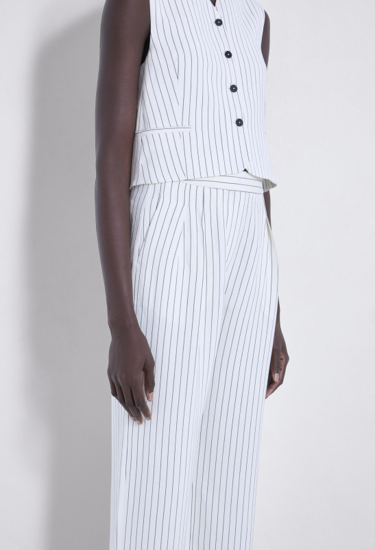 Loulou Studio AYLA Pantalon De Tailoring En Viscose Et Lin Rayés