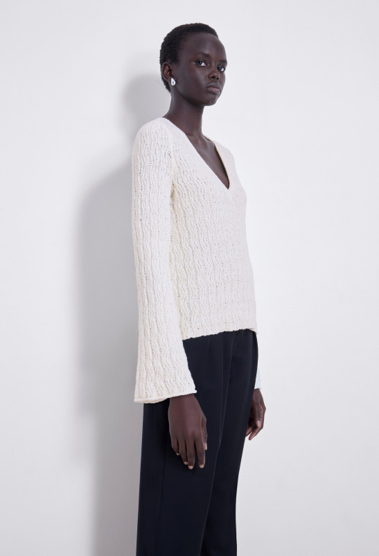 loulou studio KOMO Pull col V en bouclette