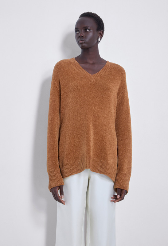 loulou studio TUVALU Pull col V en maille de soie