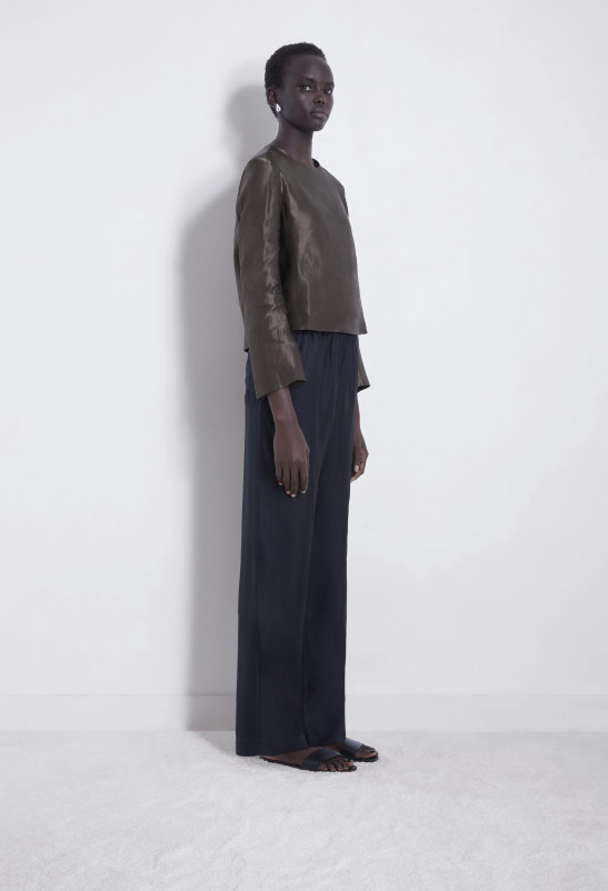 Loulou Studio NINO Haut Manches Longues En Organza De Soie Et Lin