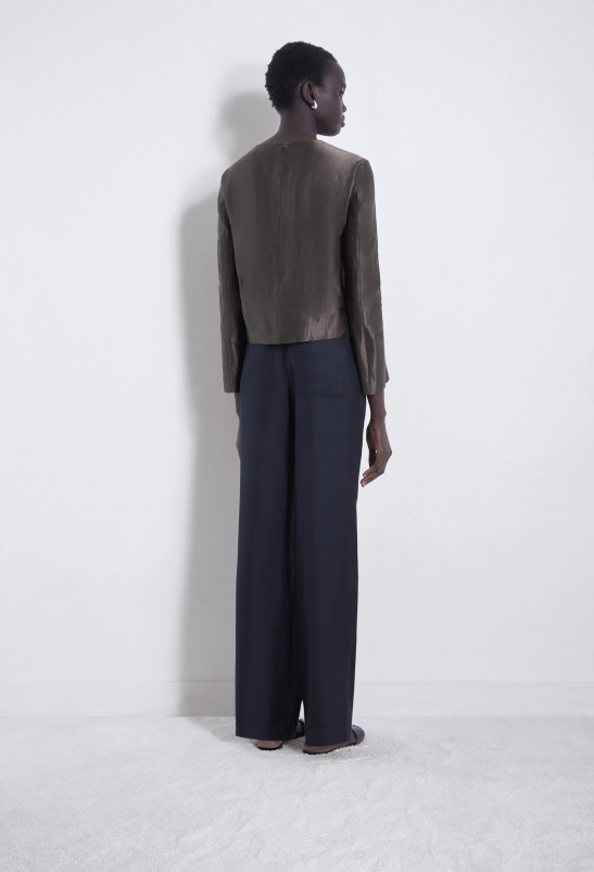 Loulou Studio NINO Haut Manches Longues En Organza De Soie Et Lin