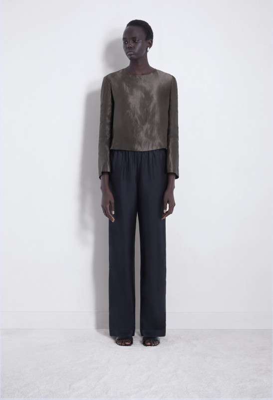 loulou studio NINO Haut manches longues en organza de soie et lin