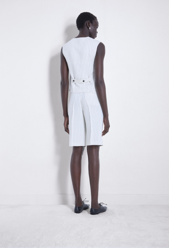 Loulou Studio PIERA Bermuda Tailoring En Viscose Et Lin Rayés